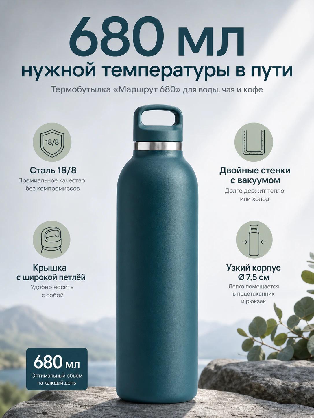 Инфографика для карточки: Термобутылка «Маршрут 680»
